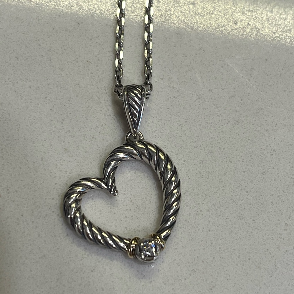 Phillip Gavriel 18K Gold and Silver Diamond Heart Necklace